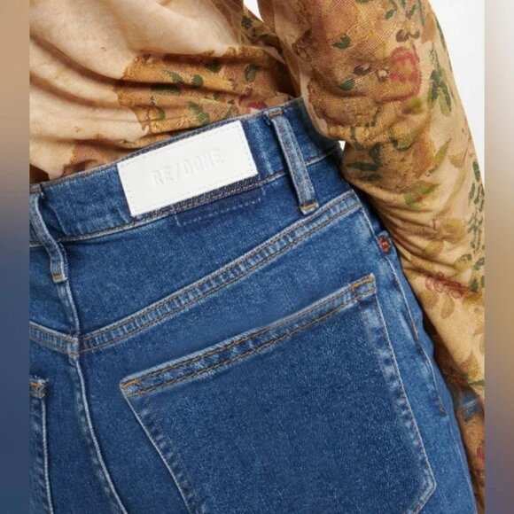 Re/Done 70s Mid Rise Stove Pipe Jeans Royal Fade Wash 25 - Picture 2 of 16